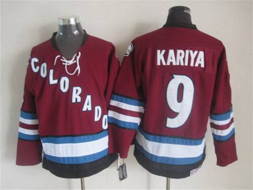 Men's Colorado Avalanche #9 Paul Kariya 2001-02 Red CCM Vintage Throwback Jersey